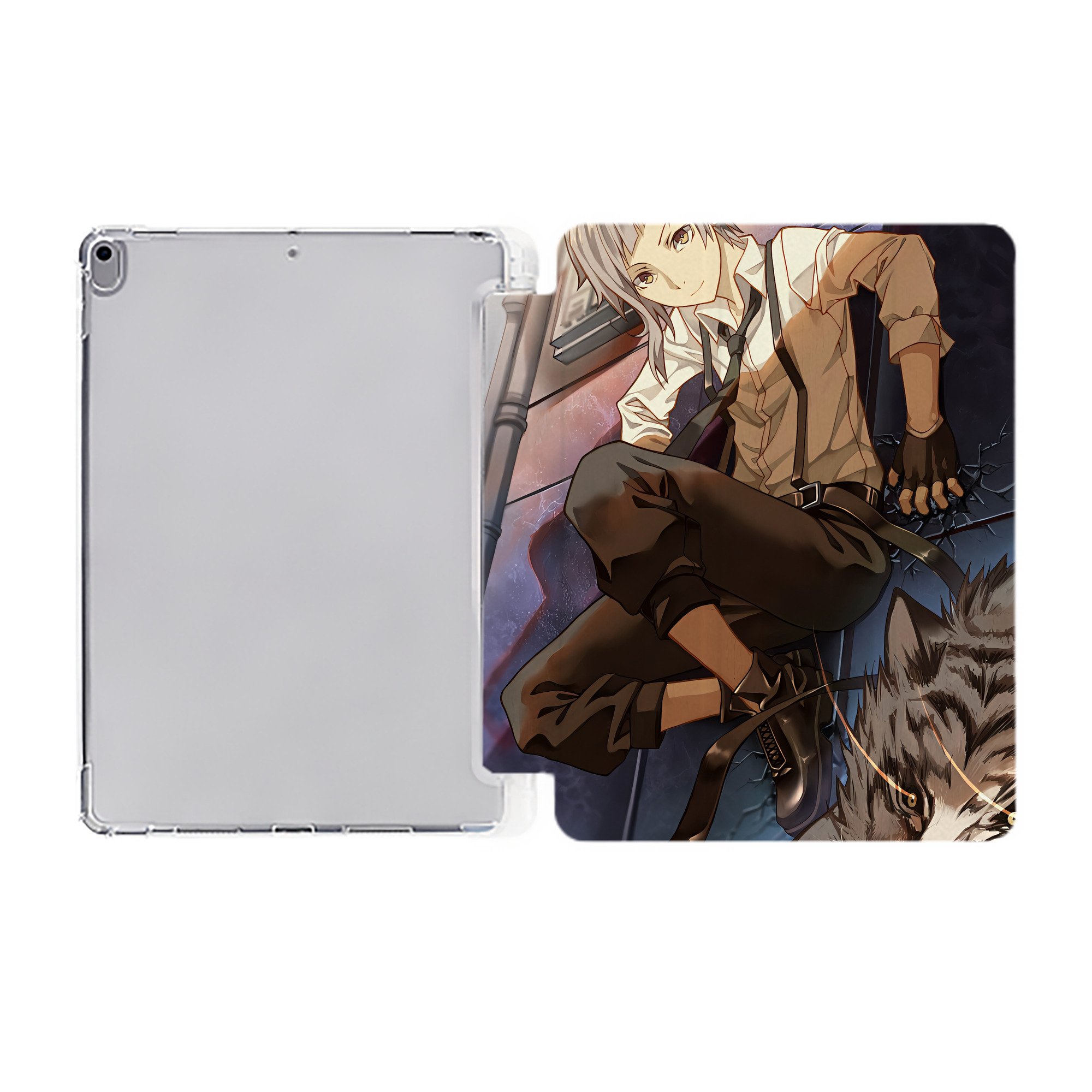 （画像用） 文豪ストレイドッグス Bungo Stray Dogs IPad ケース ペン収納付き 三つ折りスタンド PUレザー×シリコン 対応機種9.5/10.5/10.9インチ